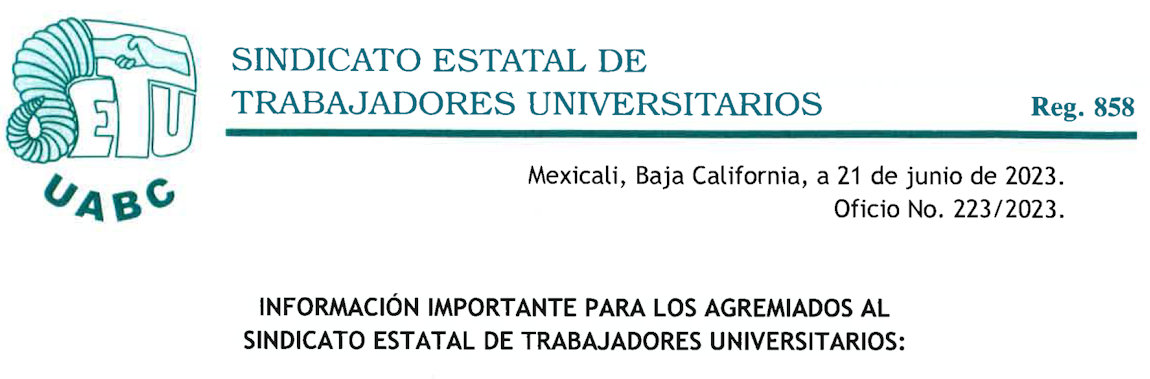 Información importante Oficio 223
