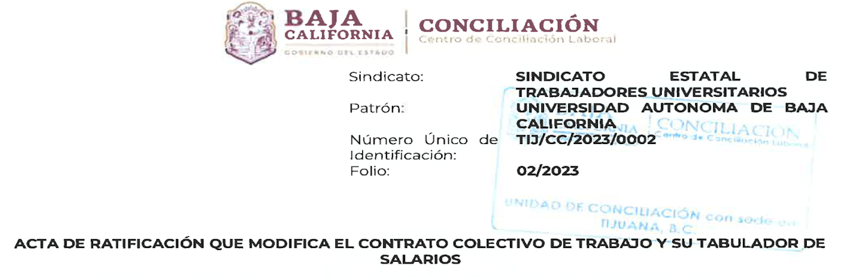Convenio de revisión contractual UABC-SETU 2024-2025